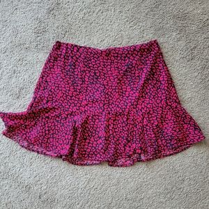 NWT Francesca's Hot Pink Leopard Ruffle-Hem Skirt